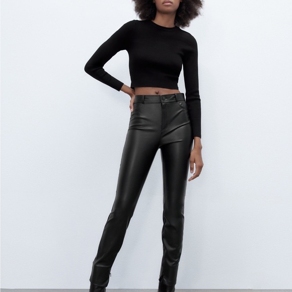 Sold Zara LEATHER PANTS - Picture 1 of 5